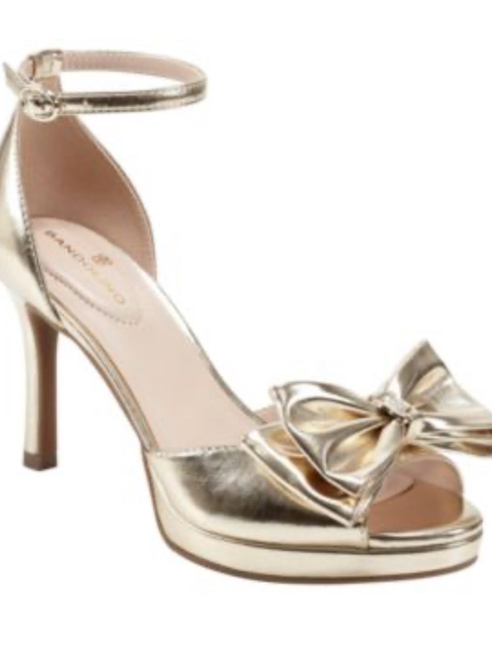 Bandolino Gold Bow Platform Heels – Women’s Size 6M